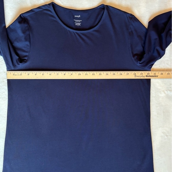 Pure Jill Women's Tee Long Sleeve Navy Shirttail Top Crewneck Oversized Size M - Picture 5 of 8